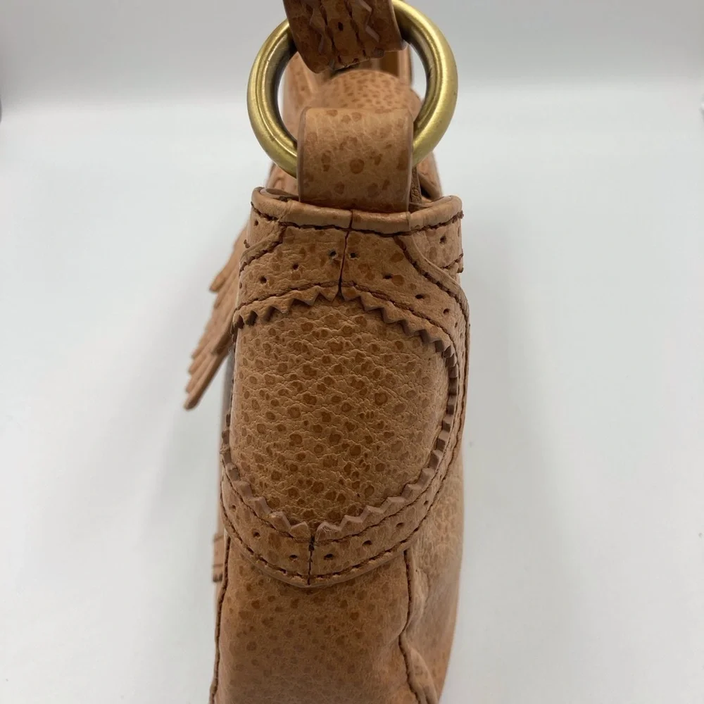 Via Spiga Vintage Tan Western vibe pebbled leather shoulder bag - Picture 12 of 15